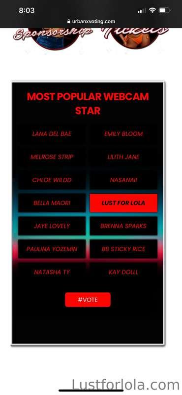 Plzzz go vote for me! Most popular webcam star I can’t even ..