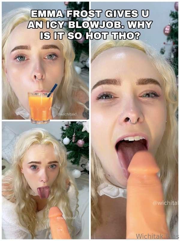 POV: Emma frost went to give you the best icy blowjob ever. ..