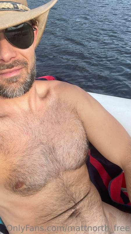 Enjoying another naked boat ride. You should come fishing on..
