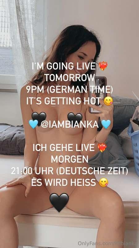 I‘M GOING LIVE ❤️‍🔥
TOMORROW 9PM (GERMAN TIME)
IT’S GETTING ..