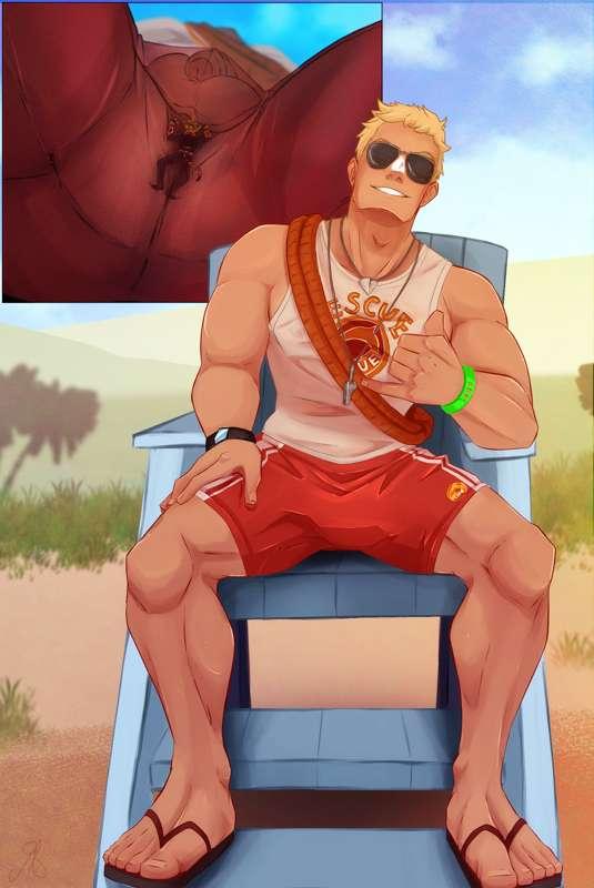 Keeping you outta trouble (giant lifeguard Jonesy)