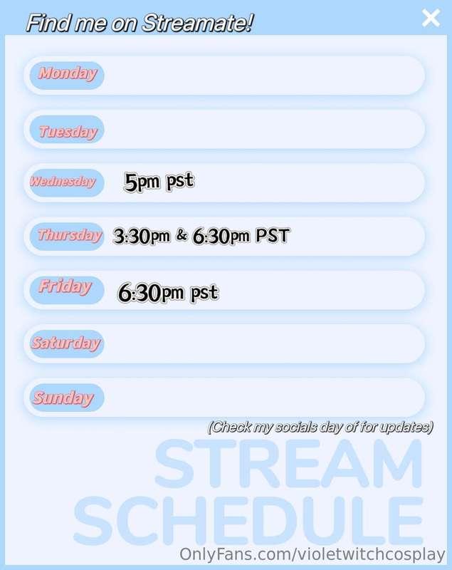 This weeks schedule