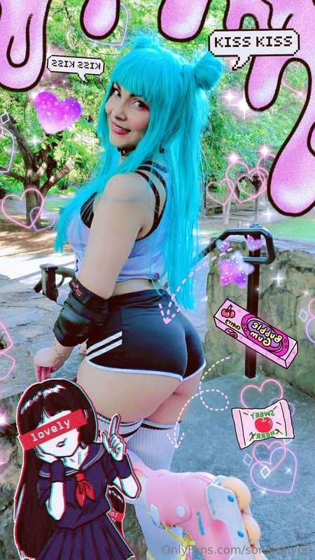 Skatin’ through your fantasies in booty shorts and bad inten..