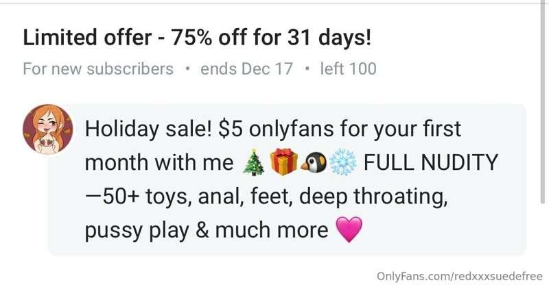 $5️⃣ onlyfans 🙈 My only holiday sale of the season @redxxxsu..