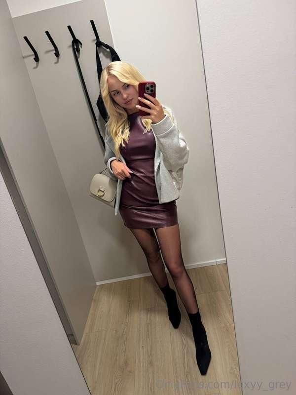 I'm going for a little walk in this amazing leather dress in..