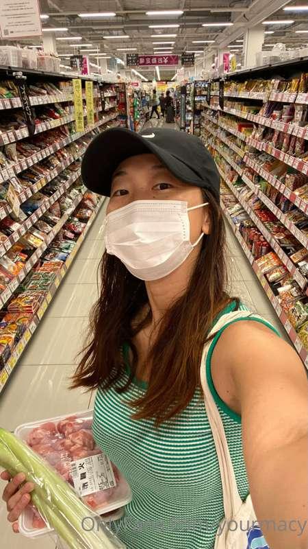 Selfie at a grocery. 🥑🥬🥯 What are Covid restrictions are lik..