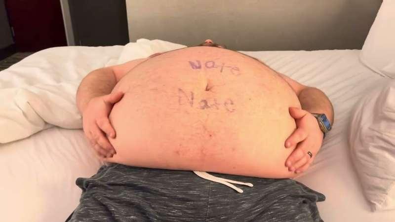 Belly rubs (self)