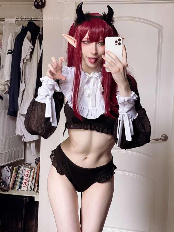 Getting into the Halloween spirit with a  succubus Marin cos..