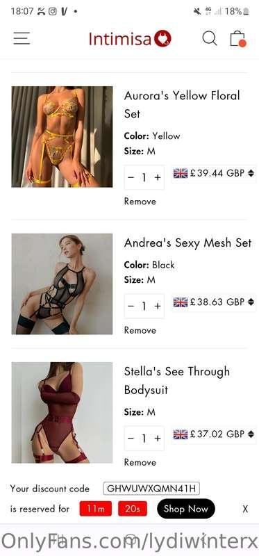 I want to buy some new lingerie... *tip any of these amounts..