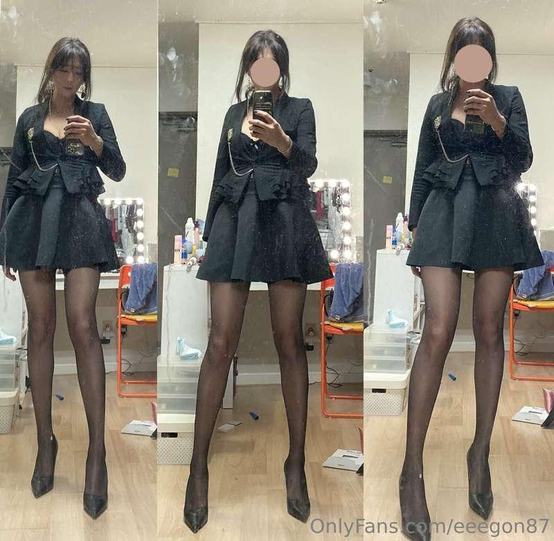 Black stocking under my skirt