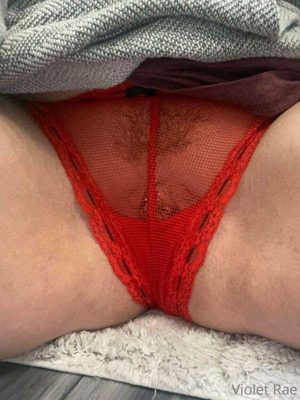 Nothing like red mesh panties to keep me cool on a hot day 🔥..