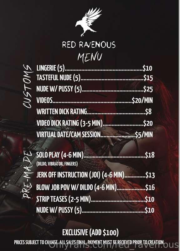 New menu with custom prices and pre-made content prices 🥰 If..