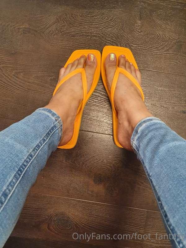 Orange flip flops