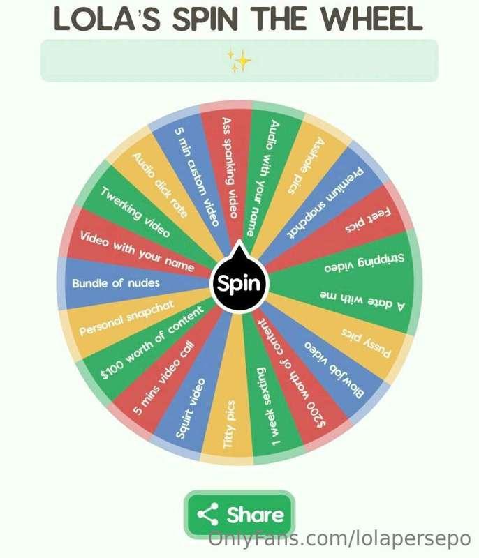JULY SPIN THE WHEEL!

1 SPIN - $7
2 SPIN - $12
3 SPIN - $15
