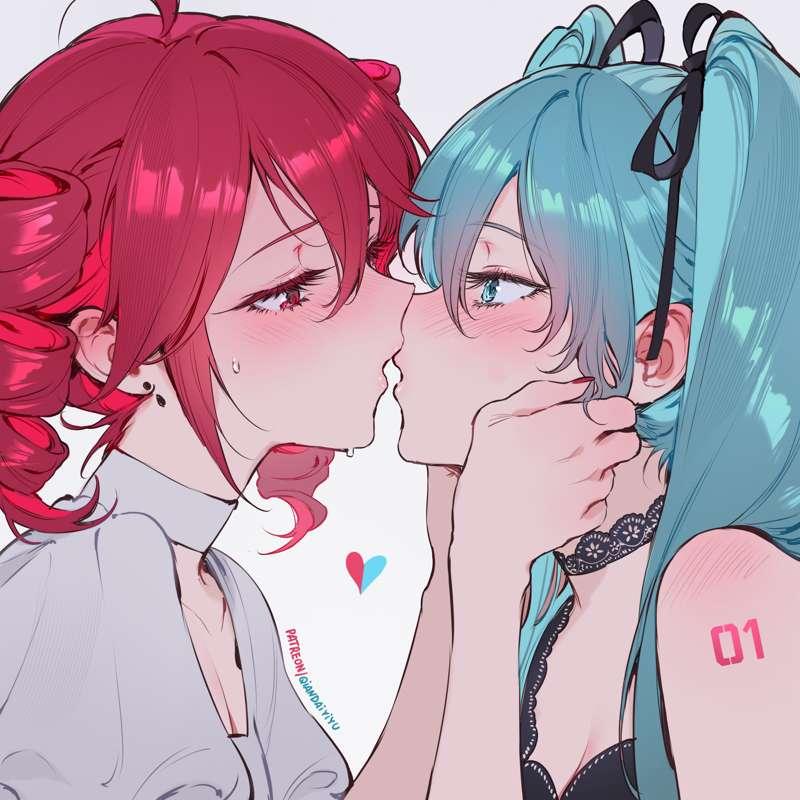 Miku Teto first kiss (Alternative NSFW ver/PSD)