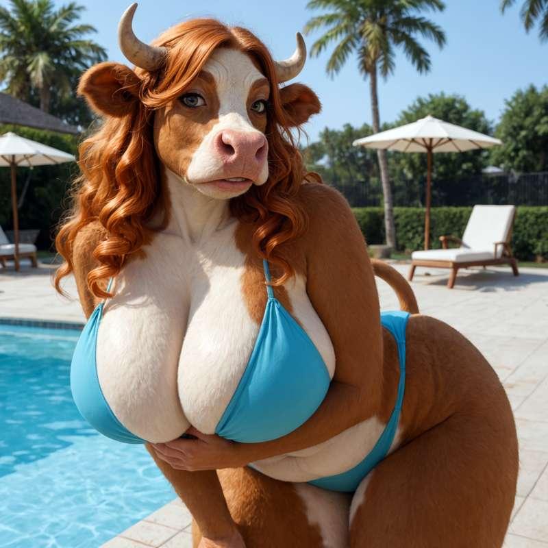 Redhead Cowgirl Poolside