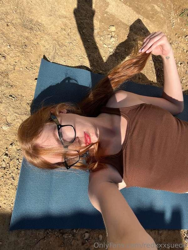 Laying on the farm…showing off my cute lil tits 
