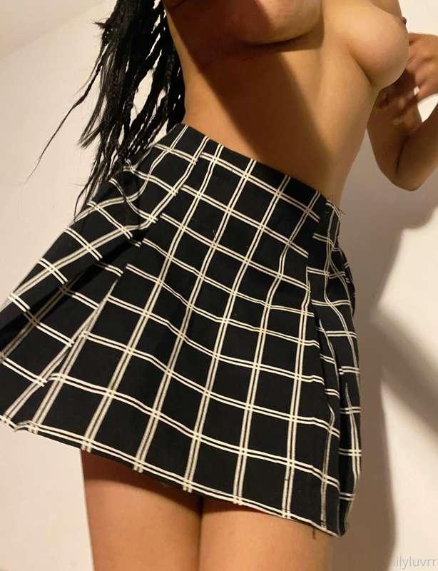 are u trying to peep under my skirt? hehe